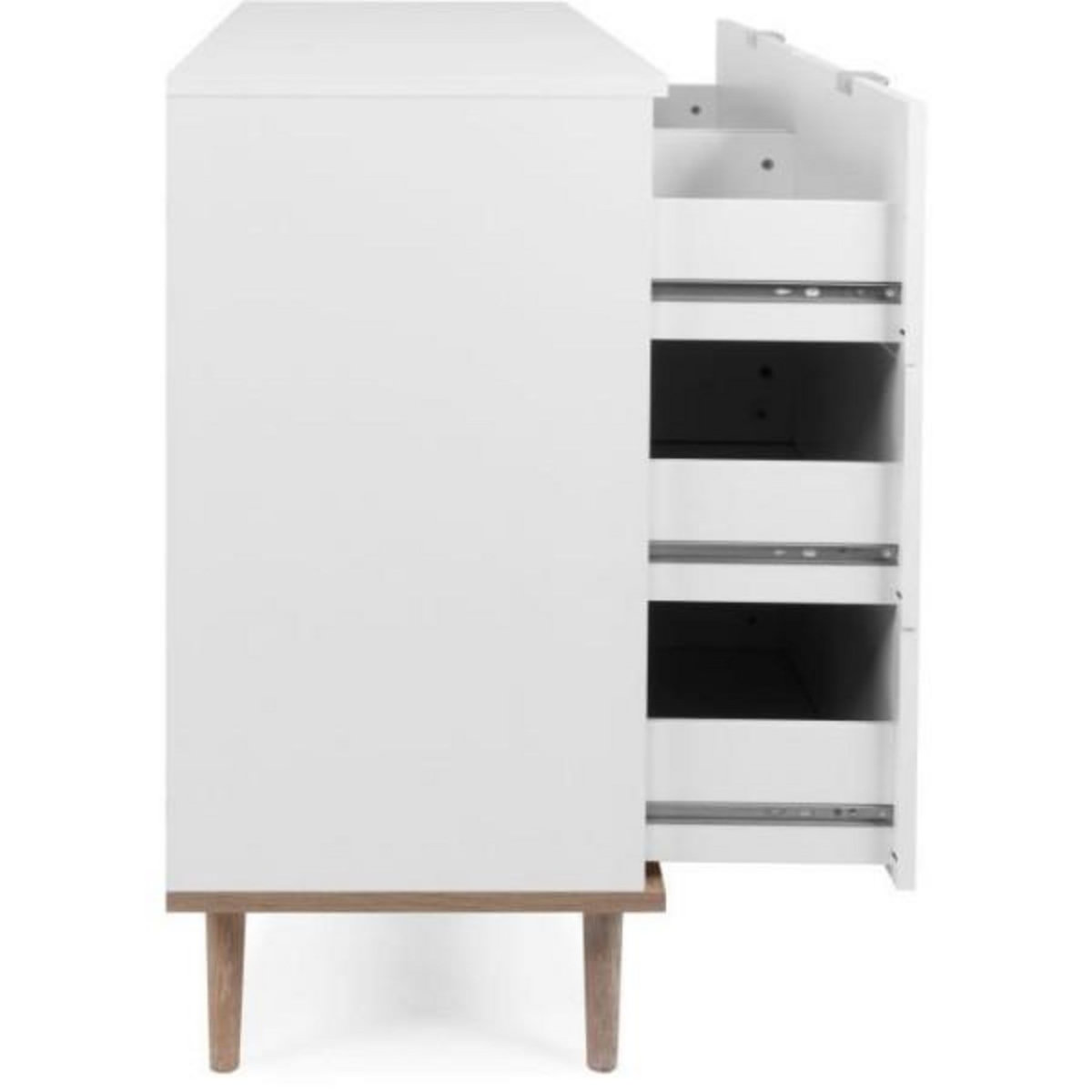 MARKET24 Commode Göteborg 6 tiroirs - Décor chene sonoma Blanc - L 120 x P 40 x H 86,5 cm