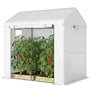 Voir la diapositive 5 : OUTSUNNY Serre de jardin 2,8 m² porte zippée 2 fenêtres acier PE blanc