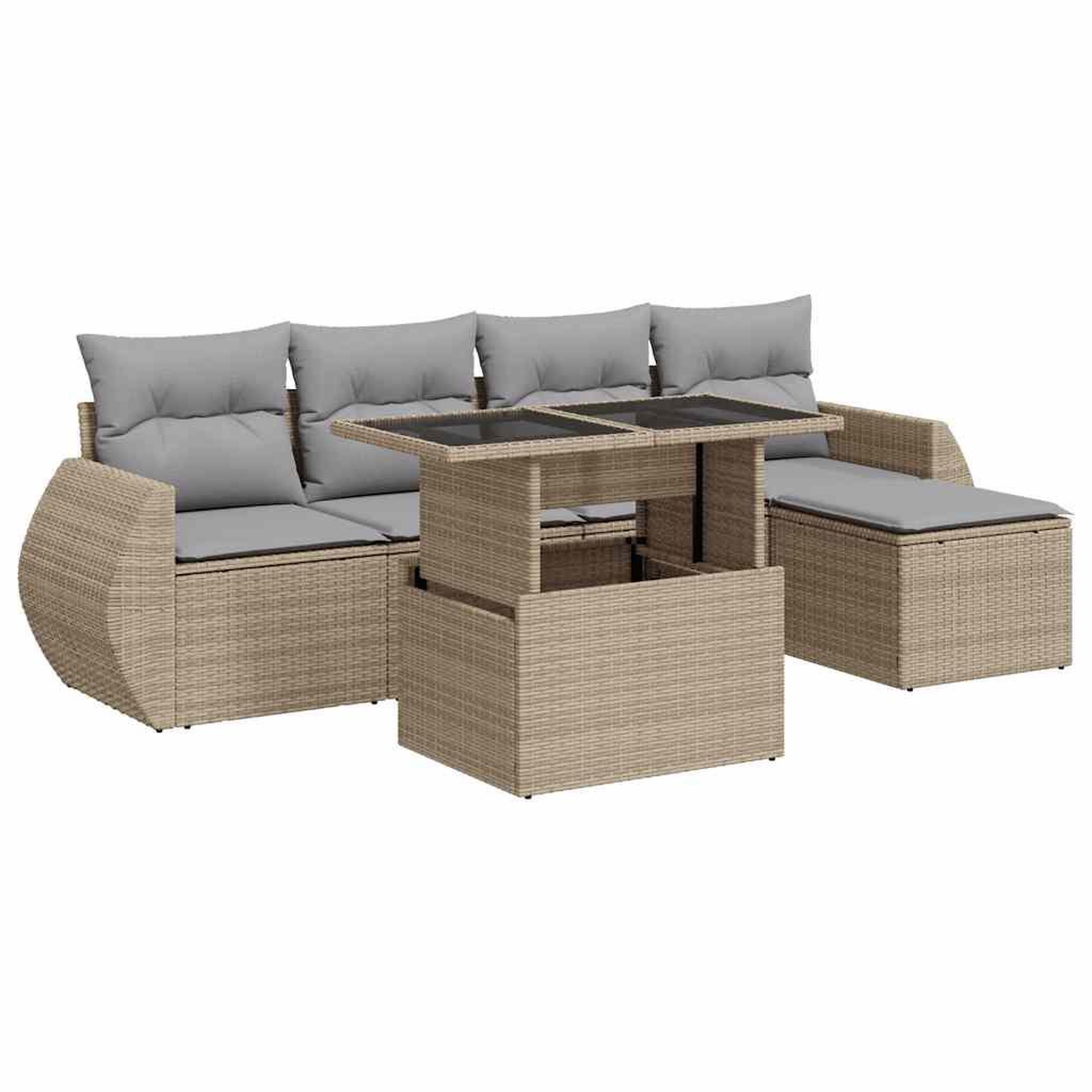 Voir la diapositive 2 : VIDAXL Salon de jardin avec coussins 6 pcs beige resine tressee