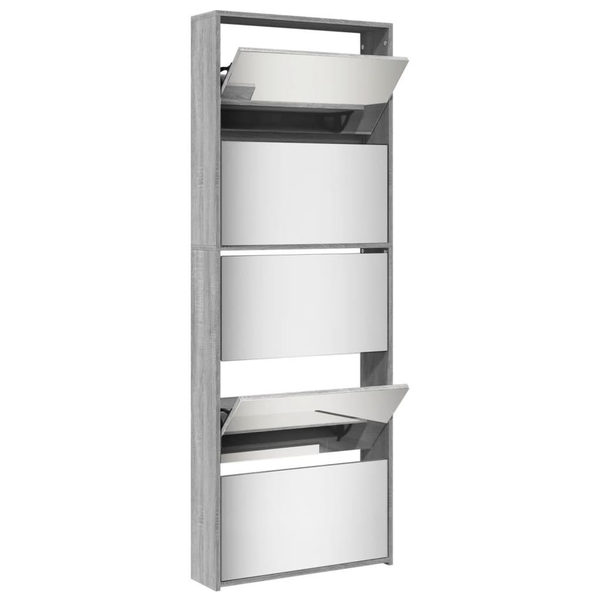 Voir la diapositive 4 : VIDAXL Armoire a chaussures miroir 5 niveaux sonoma gris 63x17x169,5cm