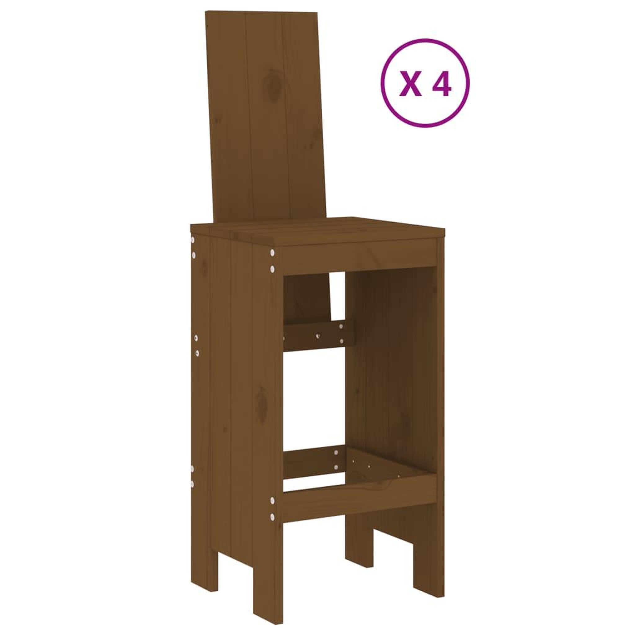 Voir la diapositive 3 : VIDAXL Ensemble de bar de jardin 5 pcs marron miel bois de pin massif