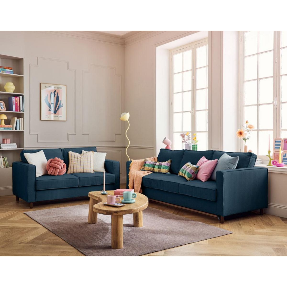 LISA DESIGN Jake - canapé 2 places en velours côtelé - pieds bois foncé