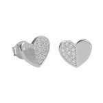 L'ATELIER D'AZUR Boucles d'Oreilles Argent 925/000 Rhodié - Coeur Pavé de Zirconiums