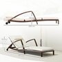 Voir la diapositive 3 : OUTSUNNY Bain de soleil transat style colonial résine tressée - inclinable, 2 roulettes, accoudoirs - matelas tétière beige