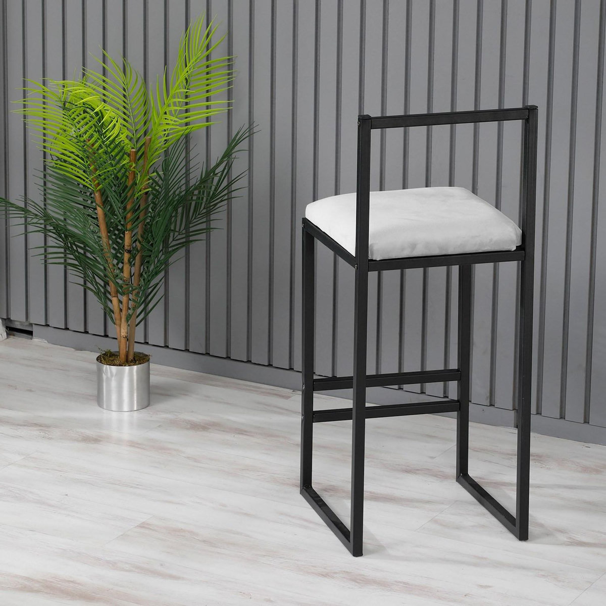 Habitat et Jardin Tabouret de bar en métal  Nordic  35 x 35 x 84 cm - Crème