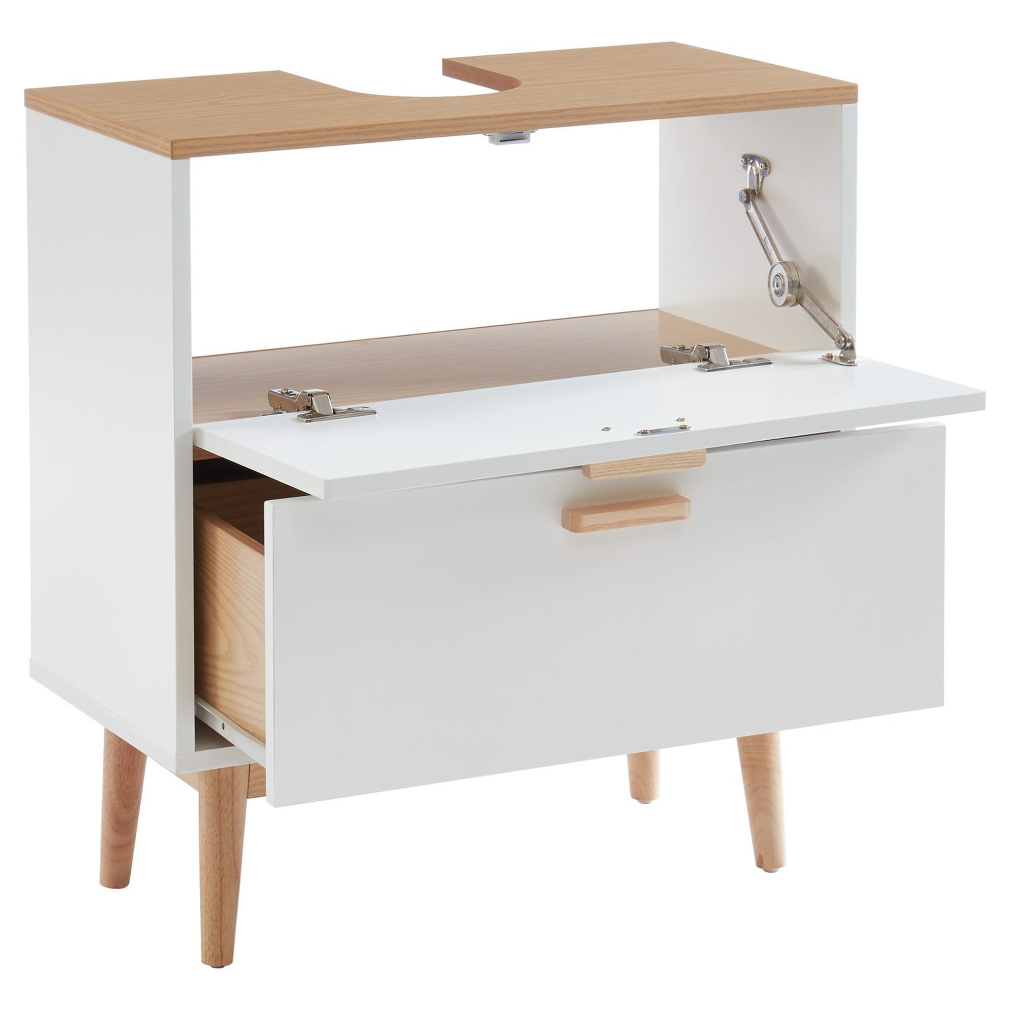 Voir la diapositive 3 : Meuble de salle de bain sous-vasque 2 tiroirs L60 cm LAGOA