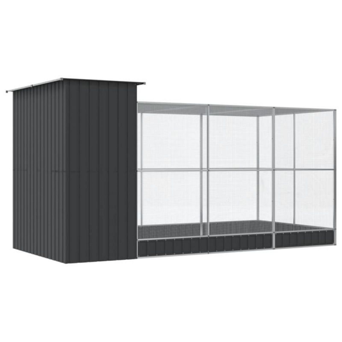 VIDAXL Volière avec extension argenté 416x203x216 cm acier