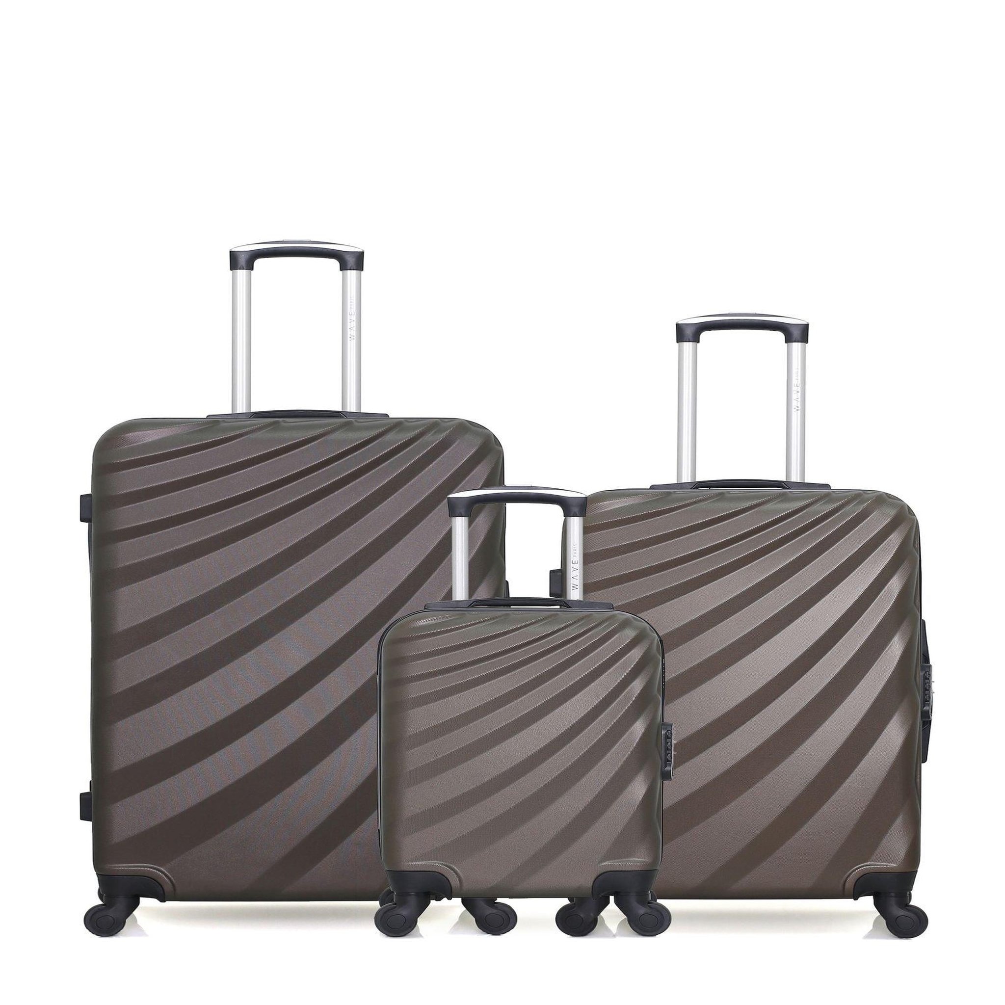 WAVE PARIS Wave paris - lot de 3 - valise grand format, valise weekend et valise cabine xxs danube. Coloris disponibles : Rouge, Bleu, Gris
