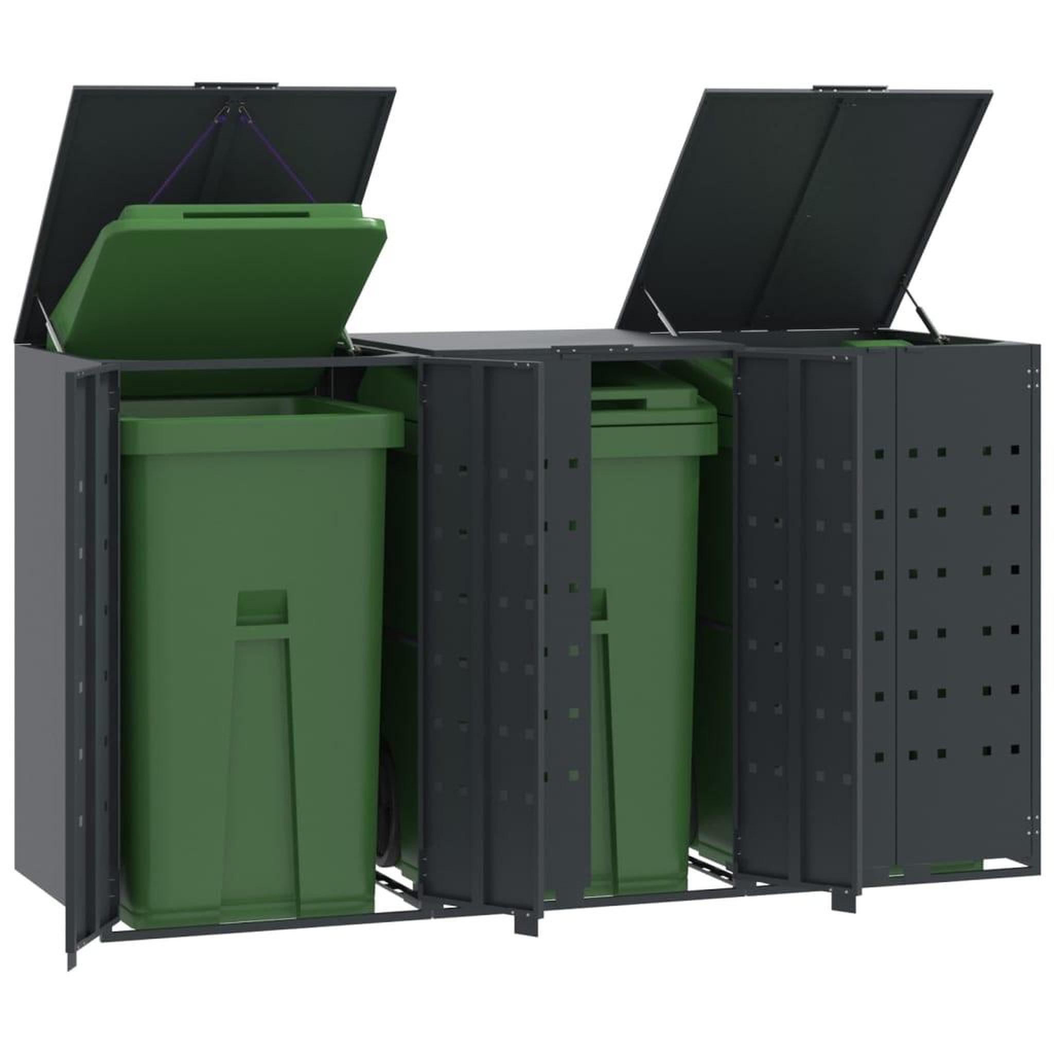 VIDAXL Rangement a roulettes pour poubelles pour 3 bacs anthracite