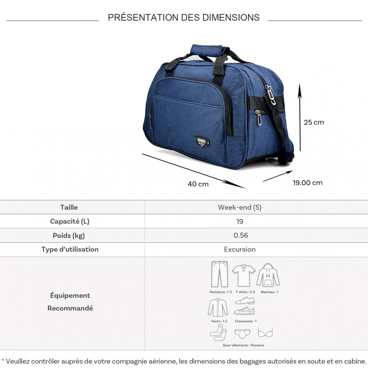 Cactus Sac de voyage week-end underseat 19L sans roulettes