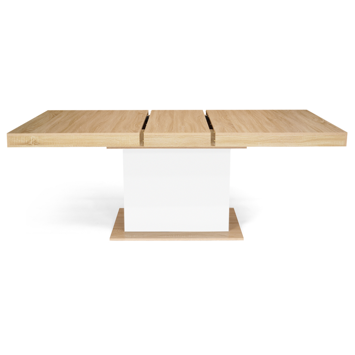 ID MARKET Table à manger extensible rectangle EDEN 6-10 personnes bois et blanc 160-200 cm