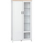Voir la diapositive 1 : HOMCOM Armoire de rangement - 2 portes - 7 étagères - dim. 76L x 36l x 160H cm - panneaux blanc aspect chêne clair verre