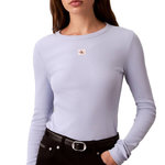 CALVIN KLEIN JEANS T Shirt Manches  ongues Mauve Femme Calvin Klein Jeans  abel. Coloris disponibles : Bleu