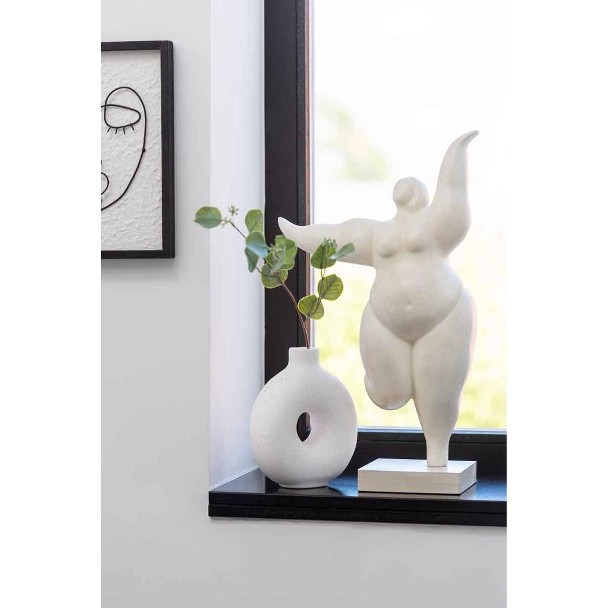 Voir la diapositive 2 : J-LINE Statuette figurine déco  delphine  52cm beige