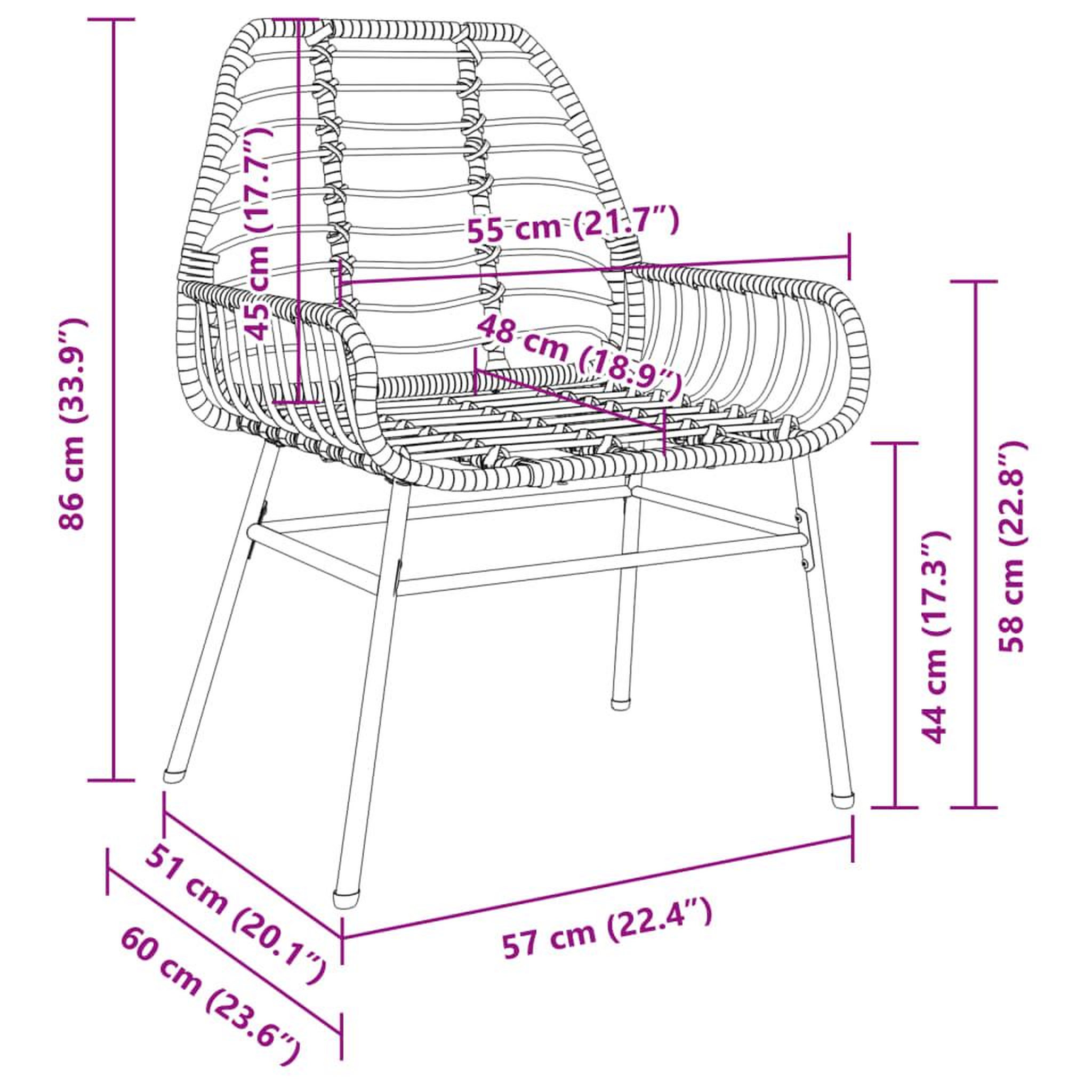 Voir la diapositive 6 : VIDAXL Chaises de jardin lot de 2 Noir Resine tressee