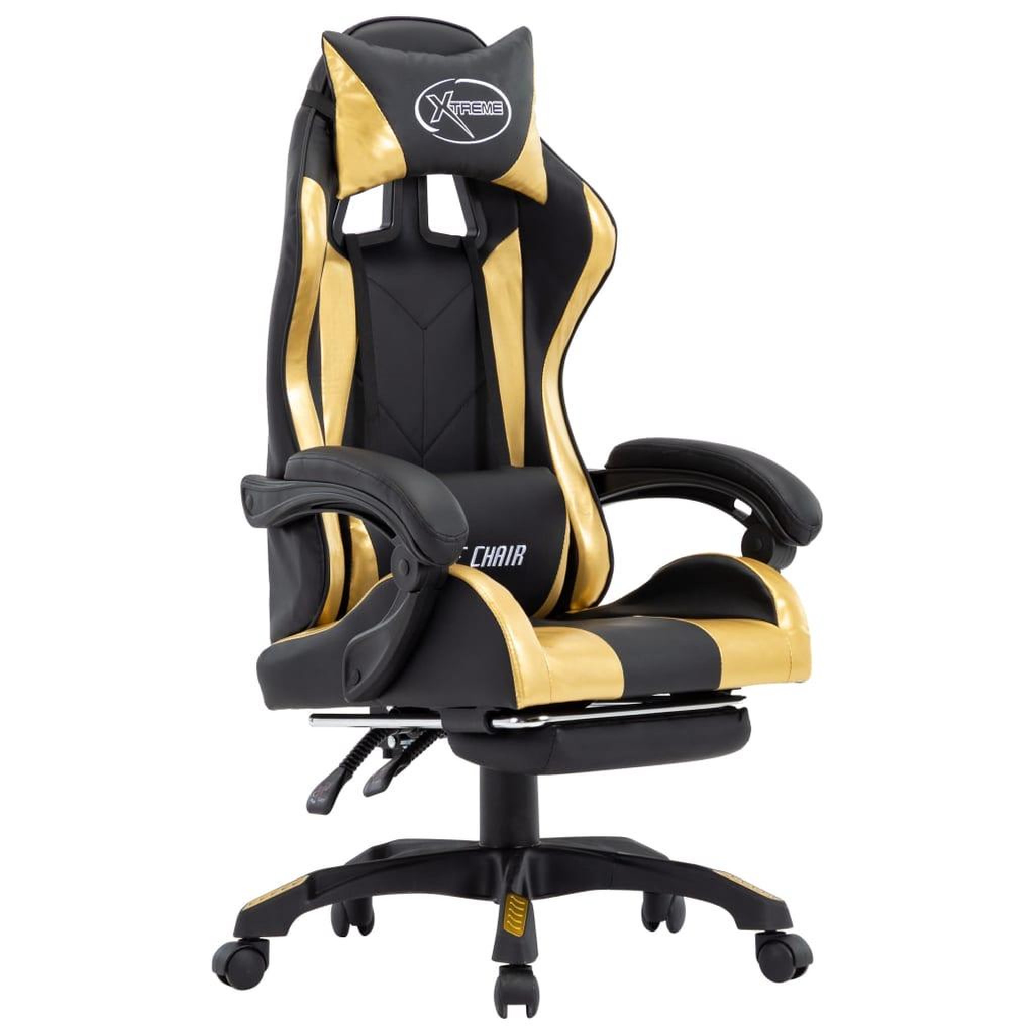 VIDAXL Fauteuil de jeux video avec repose-pied Dore et noir Similicuir