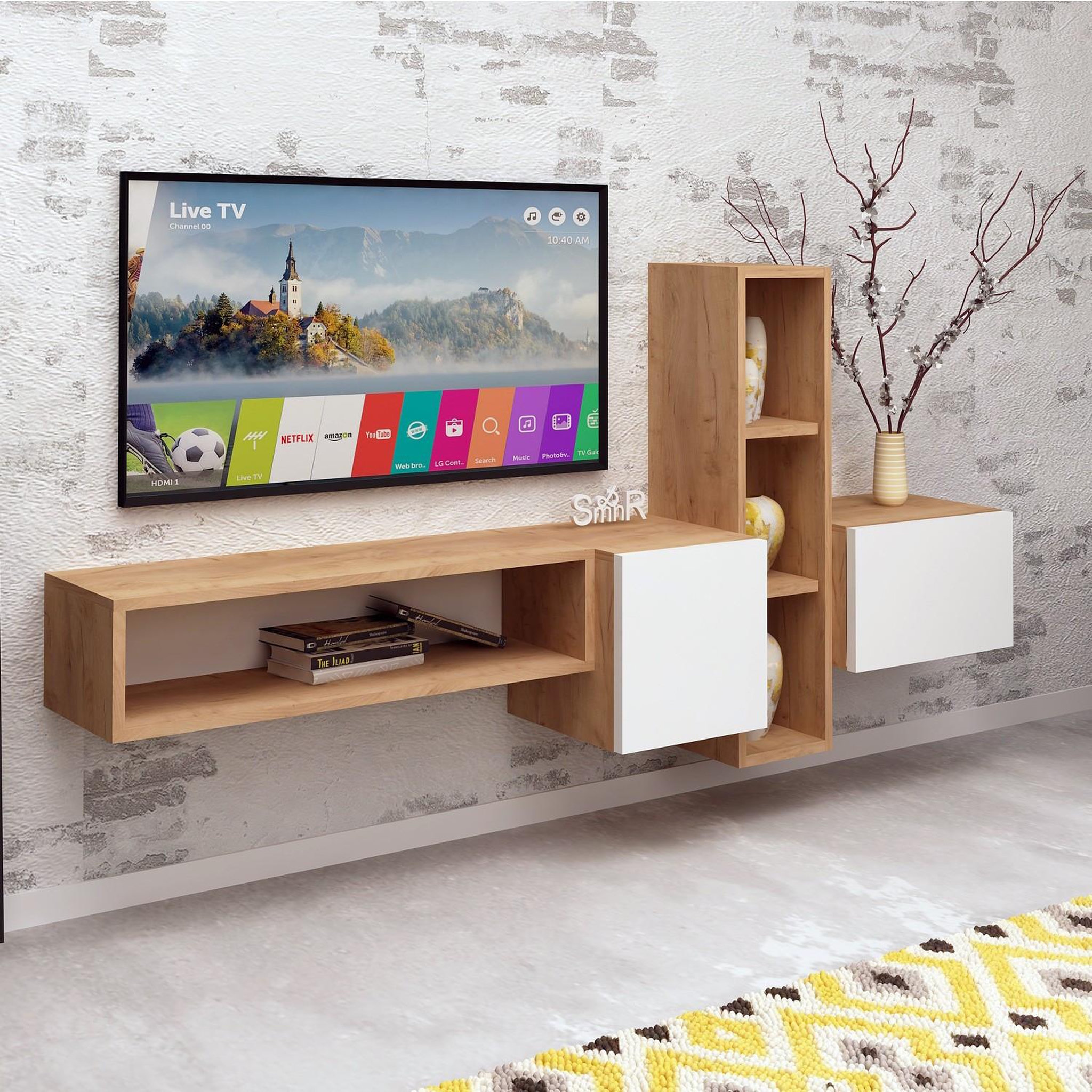 Voir la diapositive 4 : Habitat et Jardin Meuble tv en bois  kumkuat  - 160 x 35 x 70 cm - marron
