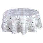 HABITABLE Nappe en toile cirée ronde Carreau - Diam. 150 cm - Ecru