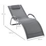 Voir la diapositive 3 : OUTSUNNY Bain de soleil transat design contemporain avec appui-tête grand confort léger aluminium textilène 160 x 60 x 65 cm gris