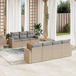 VIDAXL Salon de jardin avec coussins 8 pcs beige resine tressee