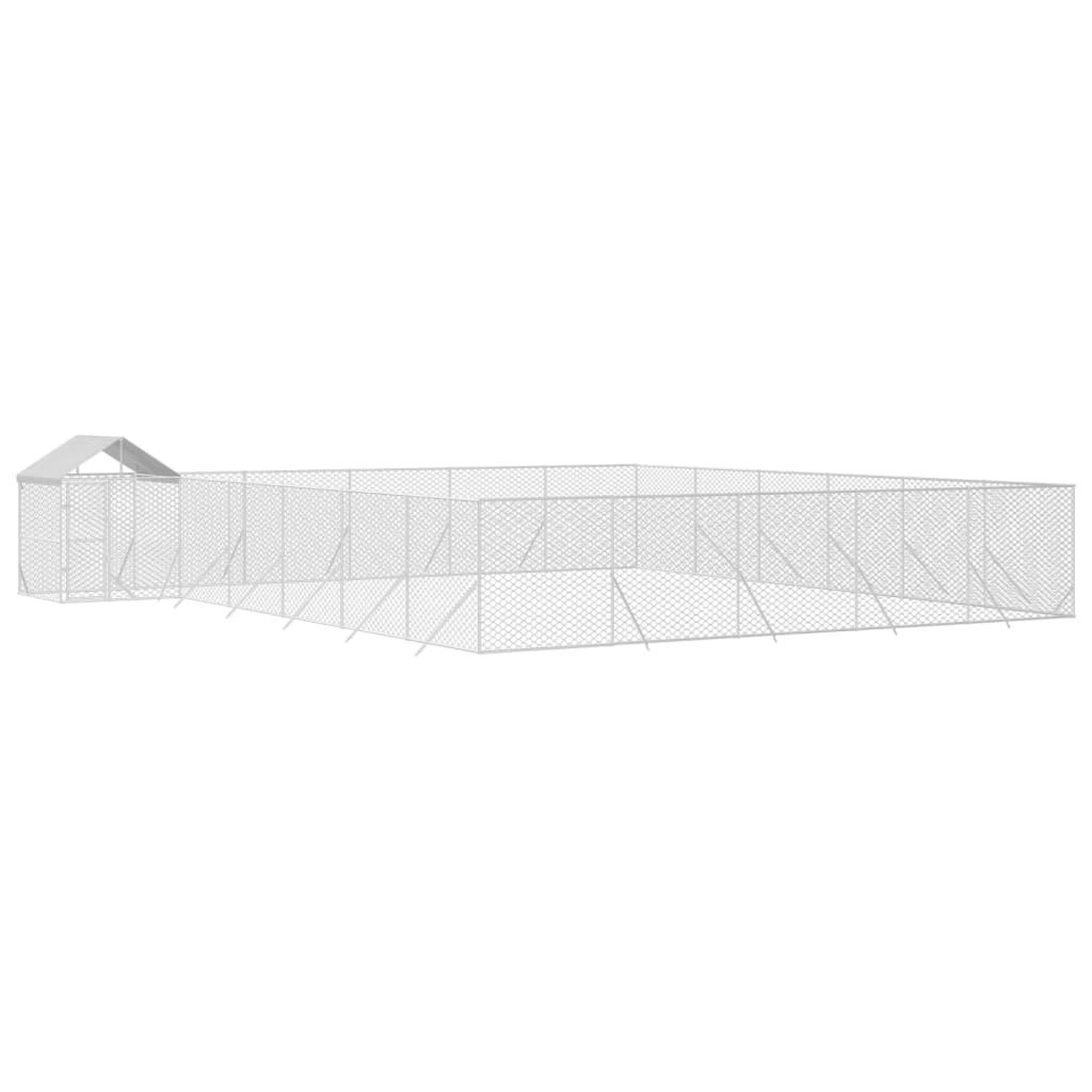 Voir la diapositive 3 : VIDAXL Chenil d'exterieur pour chiens avec toit argente 12x12x2,5 m