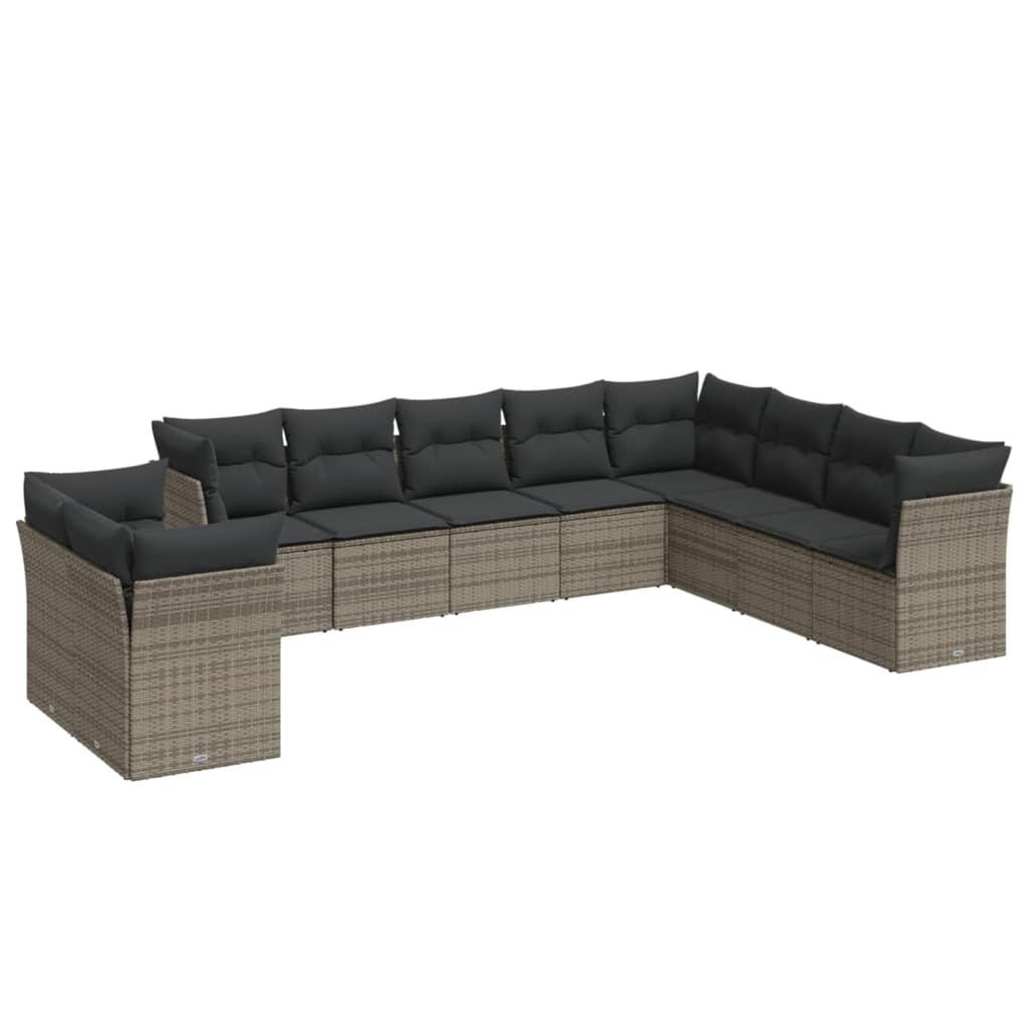 Voir la diapositive 2 : VIDAXL Salon de jardin avec coussins 10 pcs gris resine tressee