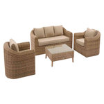 HESPERIDE Salon de jardin en résine tressée Moorea Savana - 5 places - Hespéride