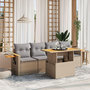 Voir la diapositive 1 : VIDAXL Salon de jardin avec coussins 5 pcs beige resine tressee