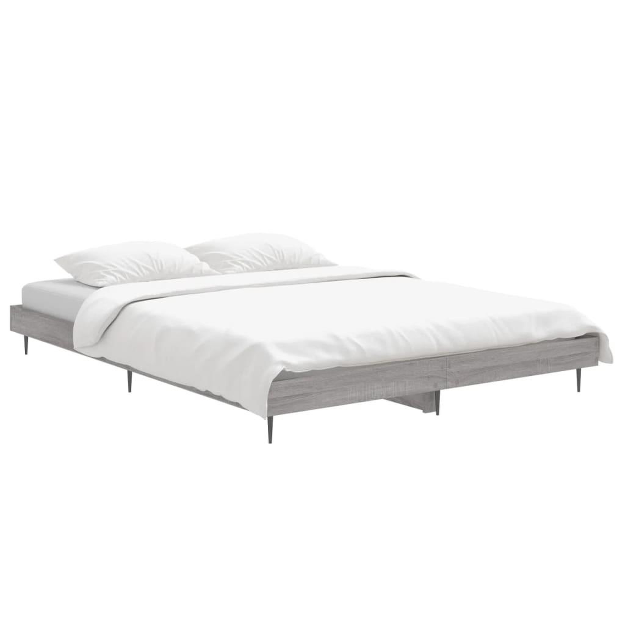 Voir la diapositive 3 : VIDAXL Cadre de lit sans matelas sonoma gris 135x190 cm