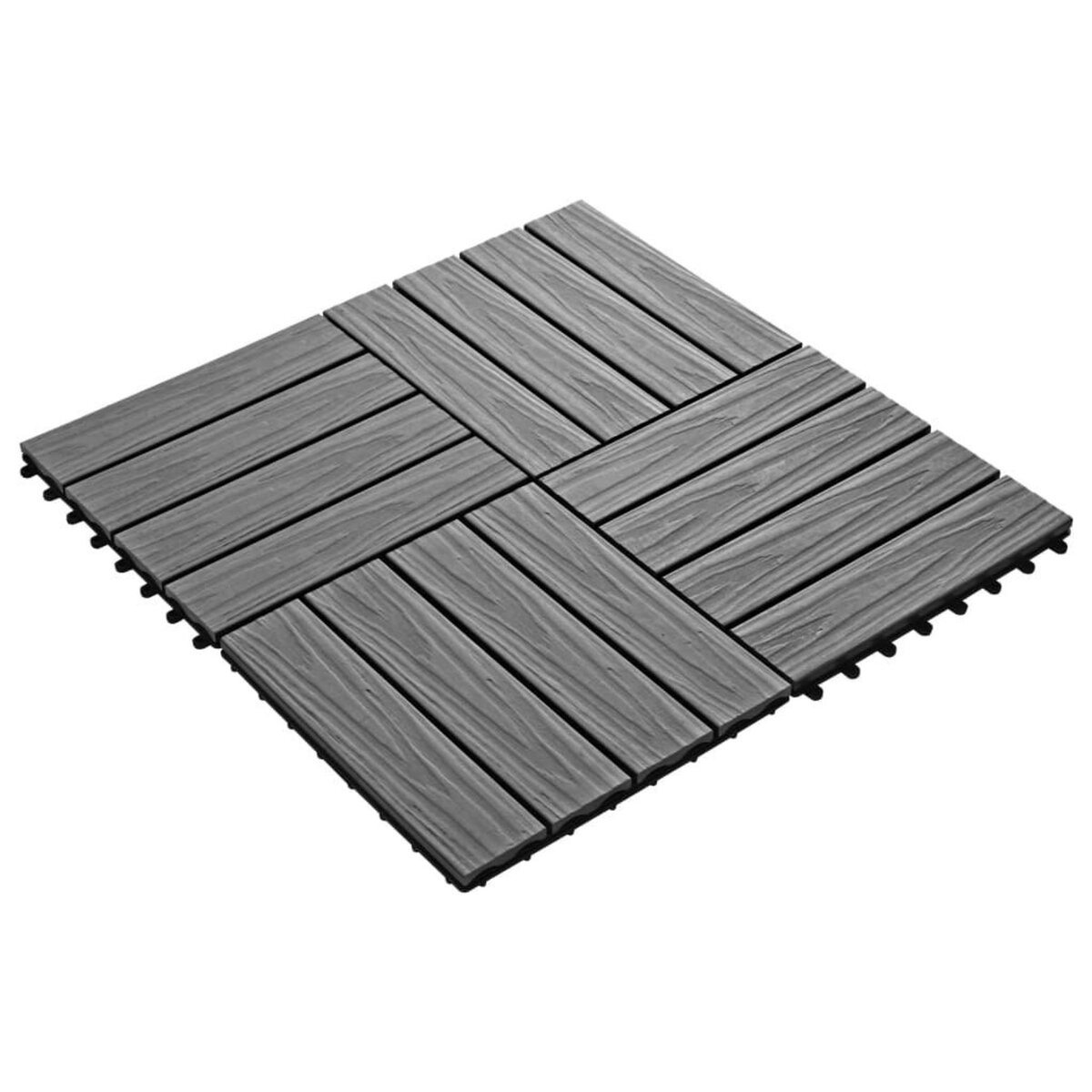VIDAXL Carreau de terrasse en relief 11 pcs WPC 30x30 cm 1 m^2 Gris