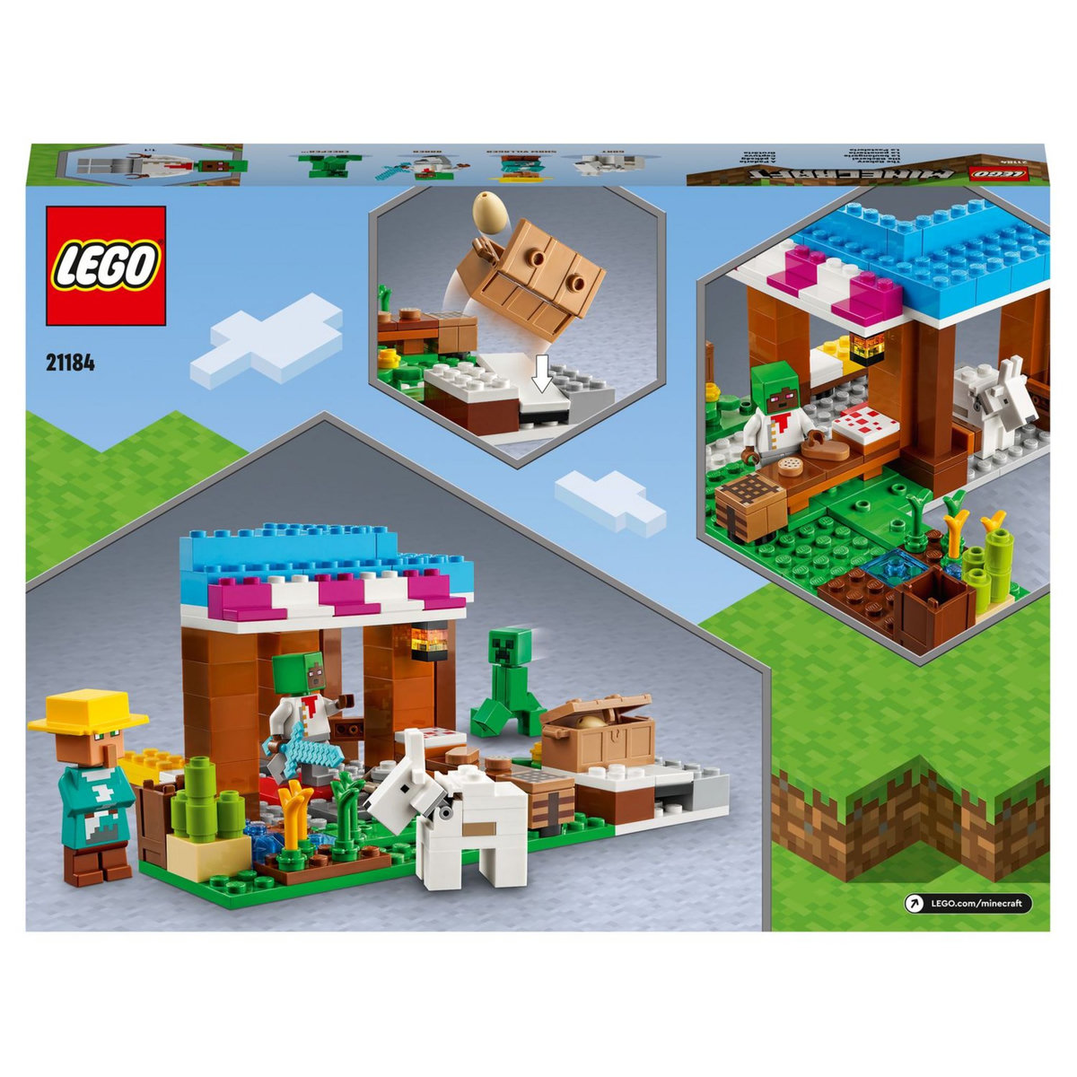 LEGO Minecraft 21184 La Boulangerie, Jouet pour Enfants 8 Ans et Plus Avec Figurines