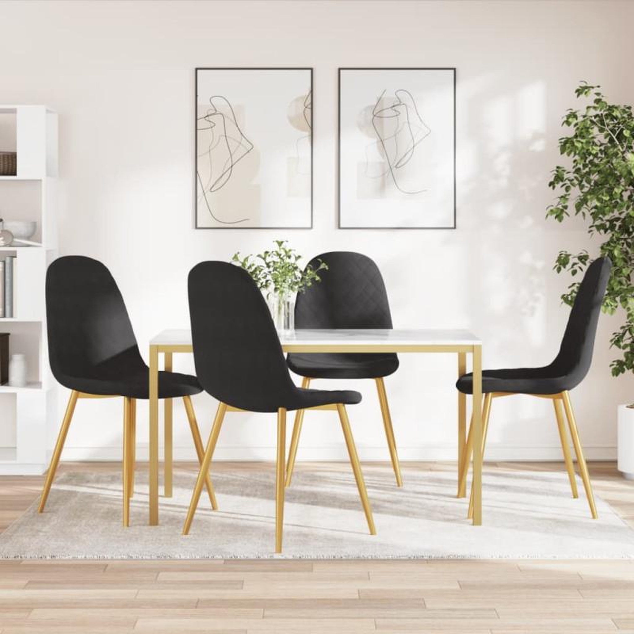 VIDAXL Chaises à manger lot de 4 Noir Velours