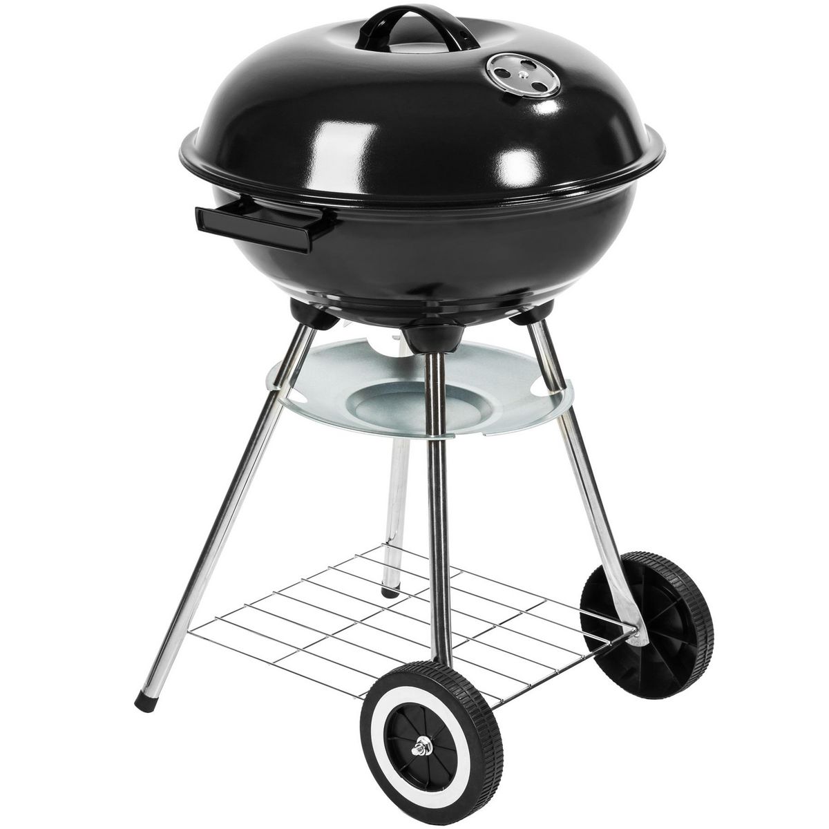 tectake Barbecue charbon sur roues sur 2 roues noir