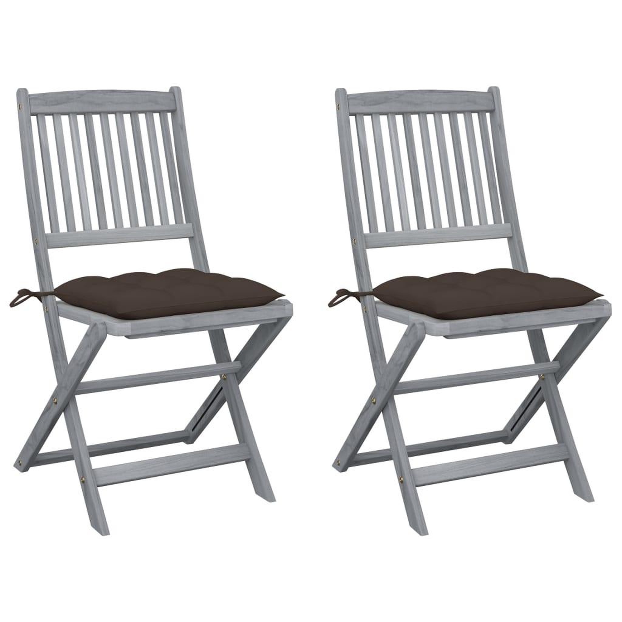 Voir la diapositive 1 : VIDAXL Chaises pliables d'exterieur lot de 2 et coussins Bois d'acacia