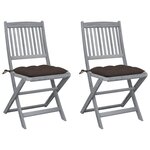 VIDAXL Chaises pliables d'exterieur lot de 2 et coussins Bois d'acacia