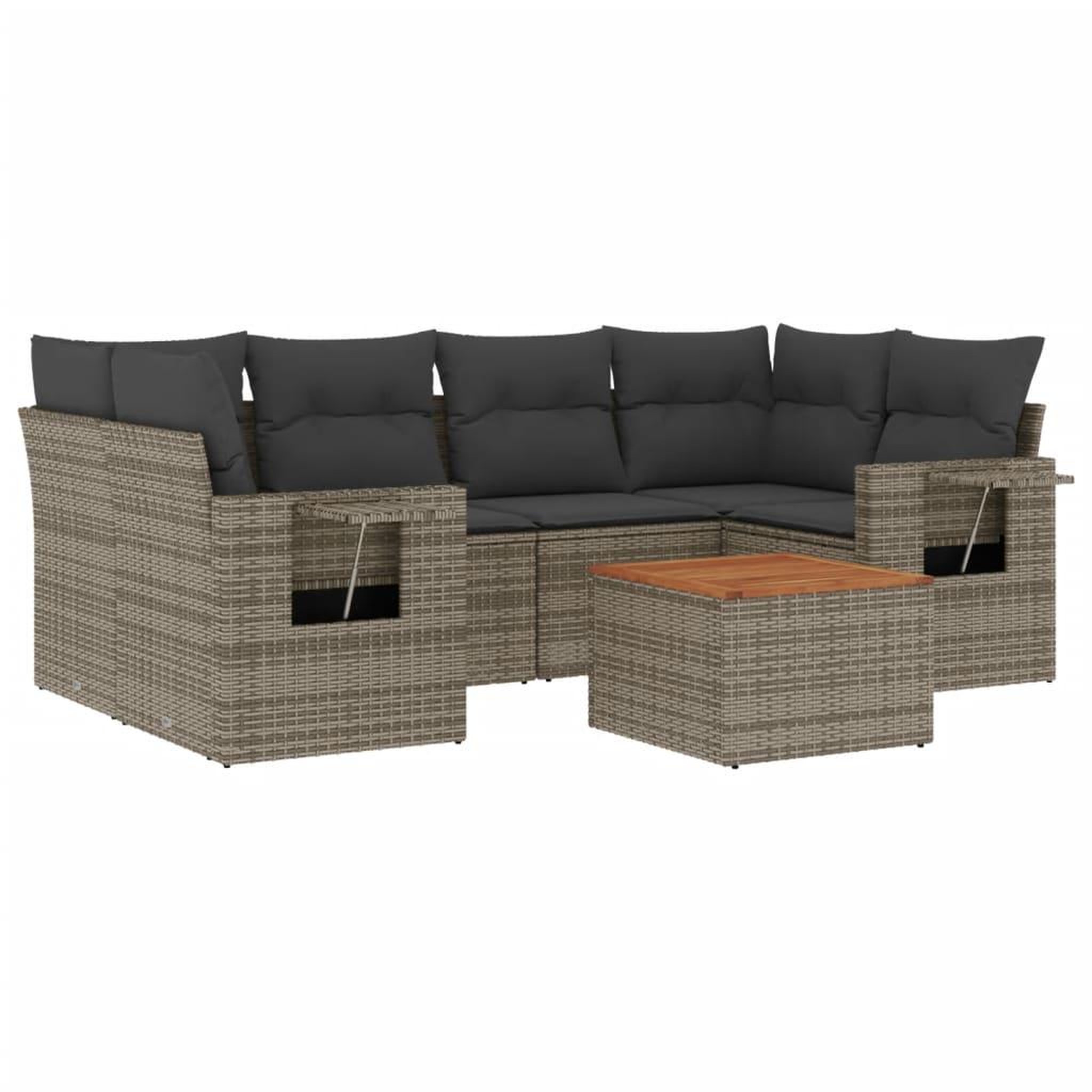 Voir la diapositive 2 : VIDAXL Salon de jardin avec coussins 7 pcs gris resine tressee