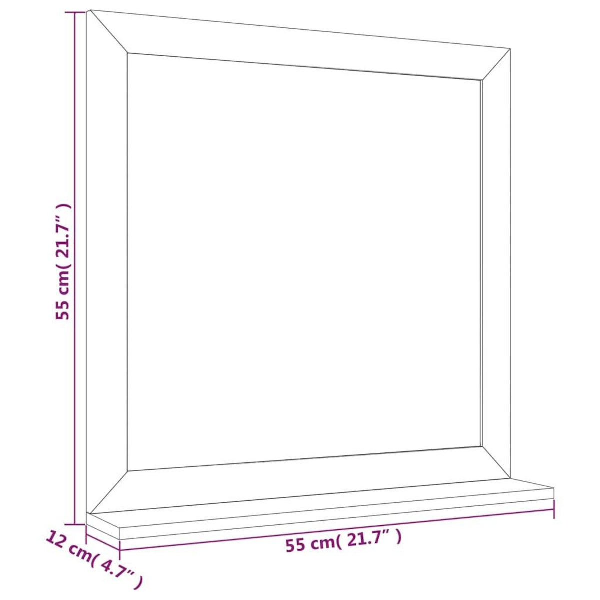VIDAXL Miroir mural 55x55 cm Bois massif de noyer