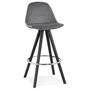 Voir la diapositive 1 : Paris Prix Tabouret de Bar Velours & Bois  Vinea  87cm Gris