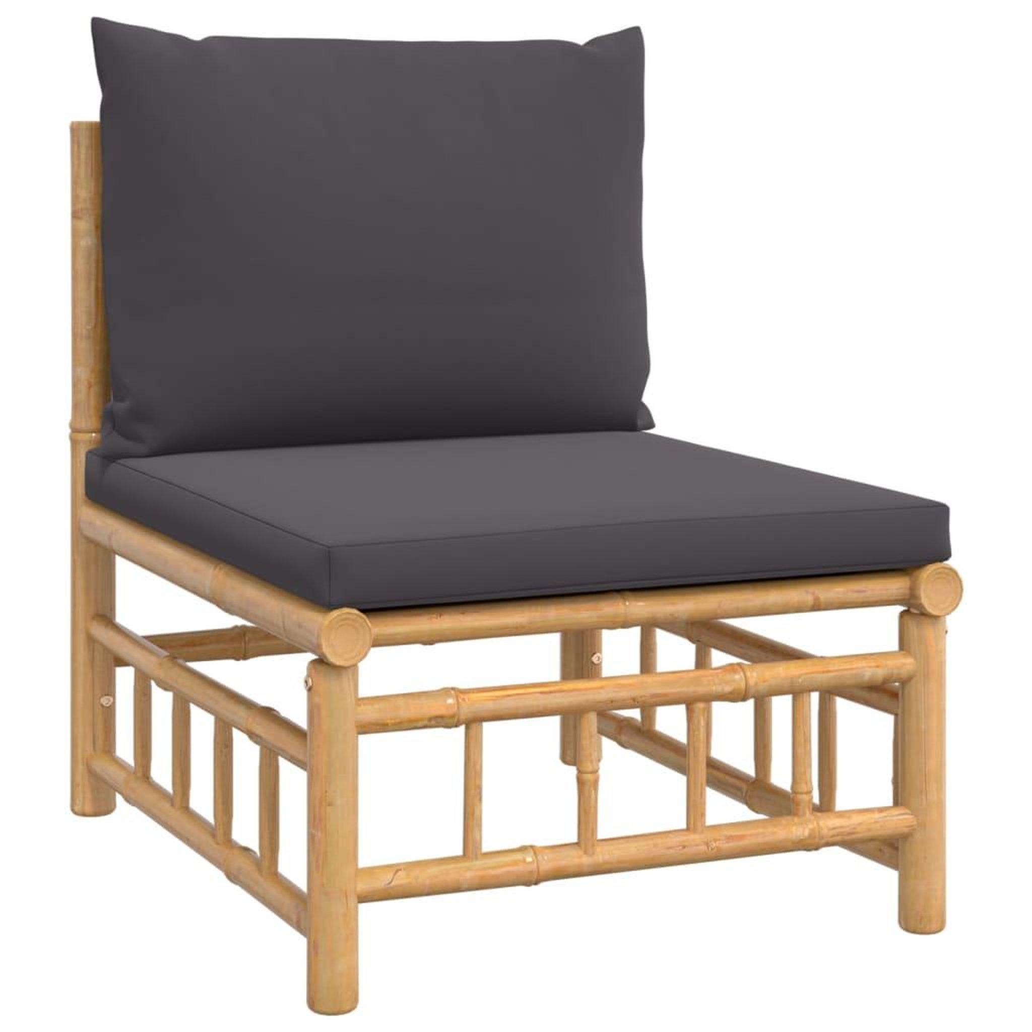 Voir la diapositive 5 : VIDAXL Salon de jardin 8 pcs avec coussins gris fonce bambou
