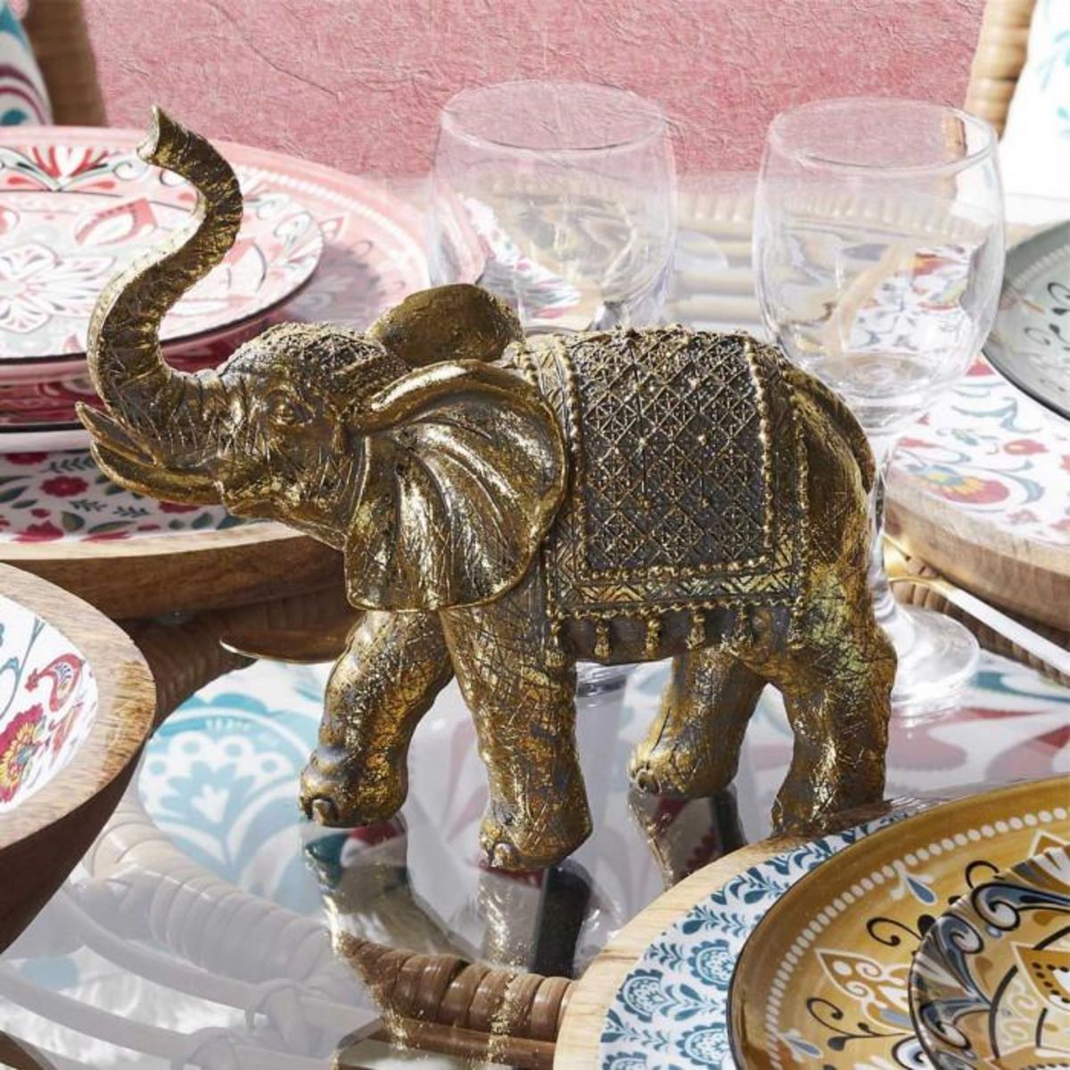 Paris Prix Statuette Déco  Éléphant  21cm Doré