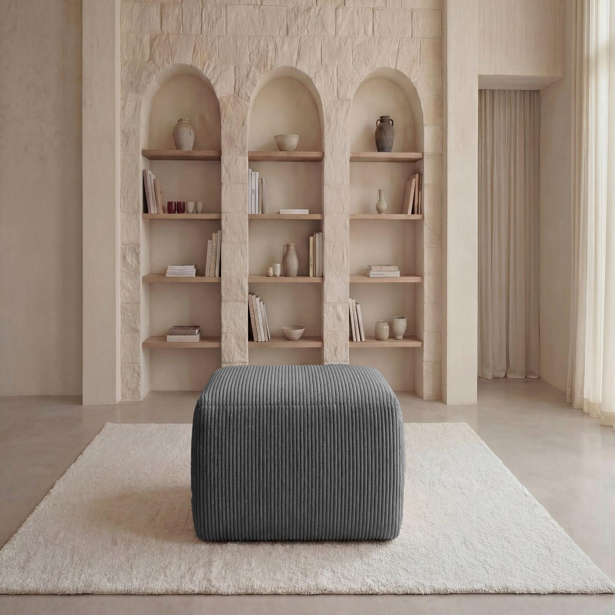 Voir la diapositive 3 : CASANOVA PARIS Olympe - pouf en petit velours côtelé 100x68x42