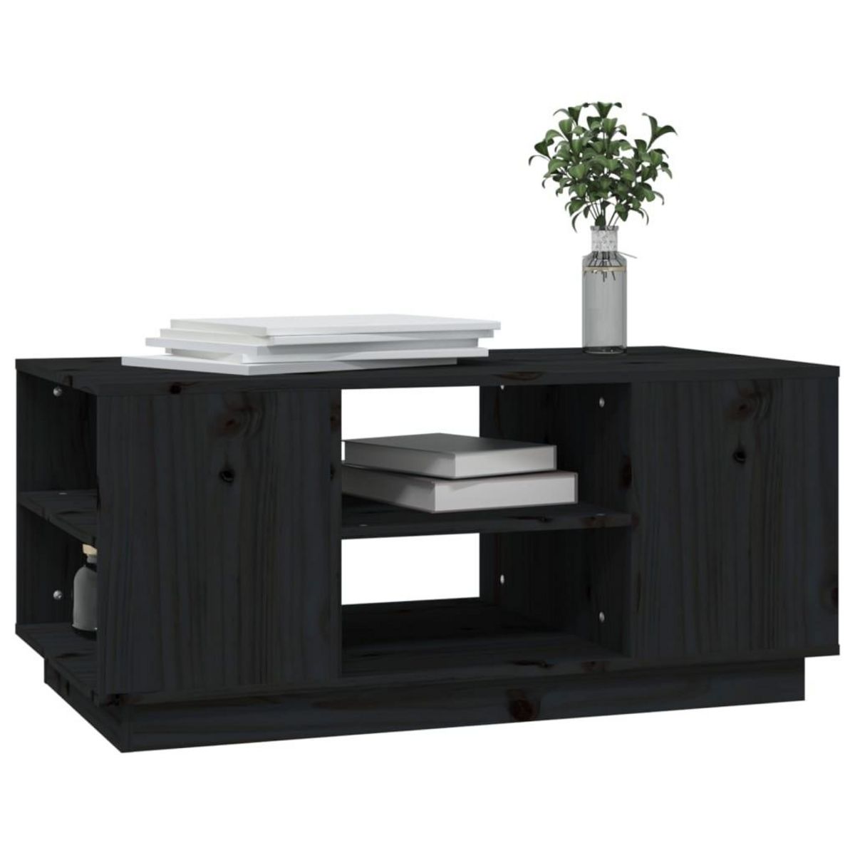 VIDAXL Table basse Noir 90x49x40,5 cm Bois massif de pin