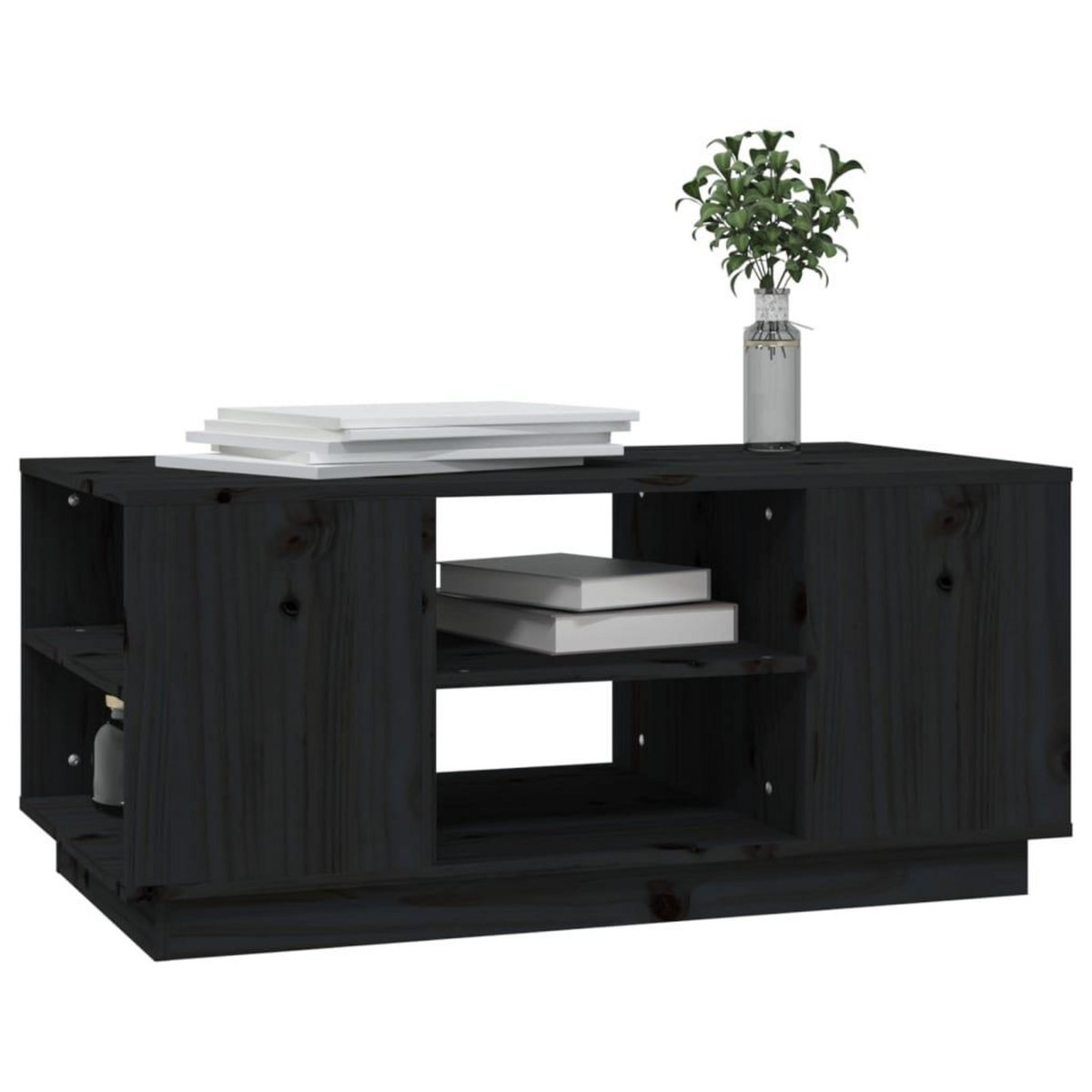 VIDAXL Table basse Noir 90x49x40,5 cm Bois massif de pin