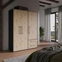 Voir la diapositive 2 : MARKET24 Armoire de chambre - MOKKARIS - Chene Artisan / Noir - 3 portes - 144,4 x 58,8 x 200,1 cm
