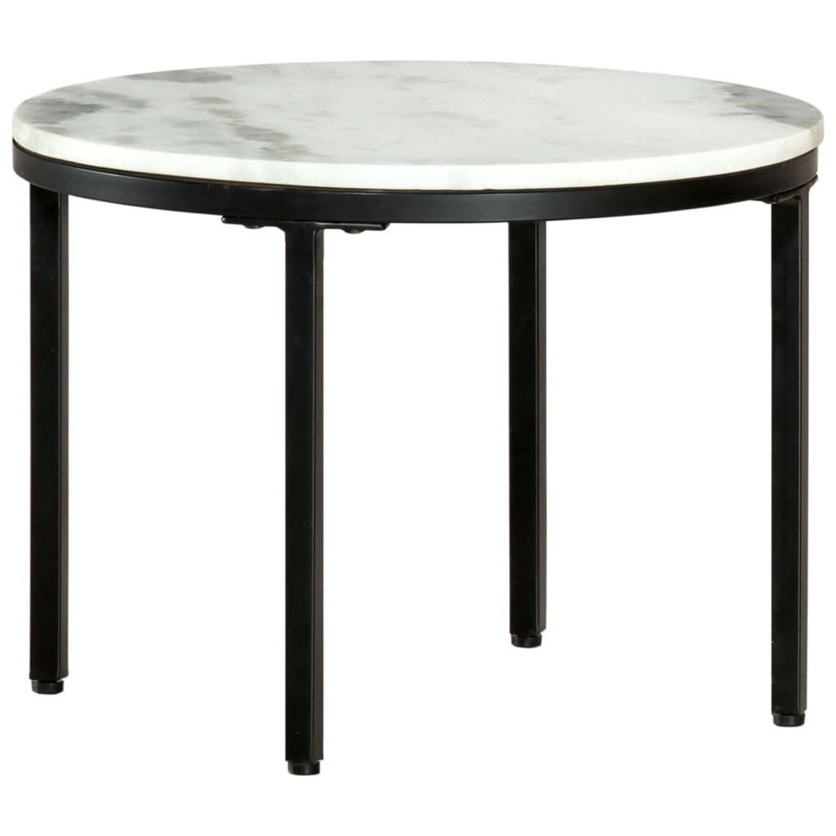 VIDAXL Table basse Blanc et noir Ø50 cm Marbre solide veritable
