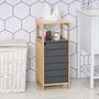 Voir la diapositive 2 : HOMCOM Meuble colonne rangement salle de bain style cosy dim. 32L x 30l x 80H cm porte étagères niche bambou gris
