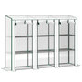 Voir la diapositive 5 : OUTSUNNY Serre de jardin balcon avec étagères métalliques 3 niveaux 3 portes acier noir PVC blanc