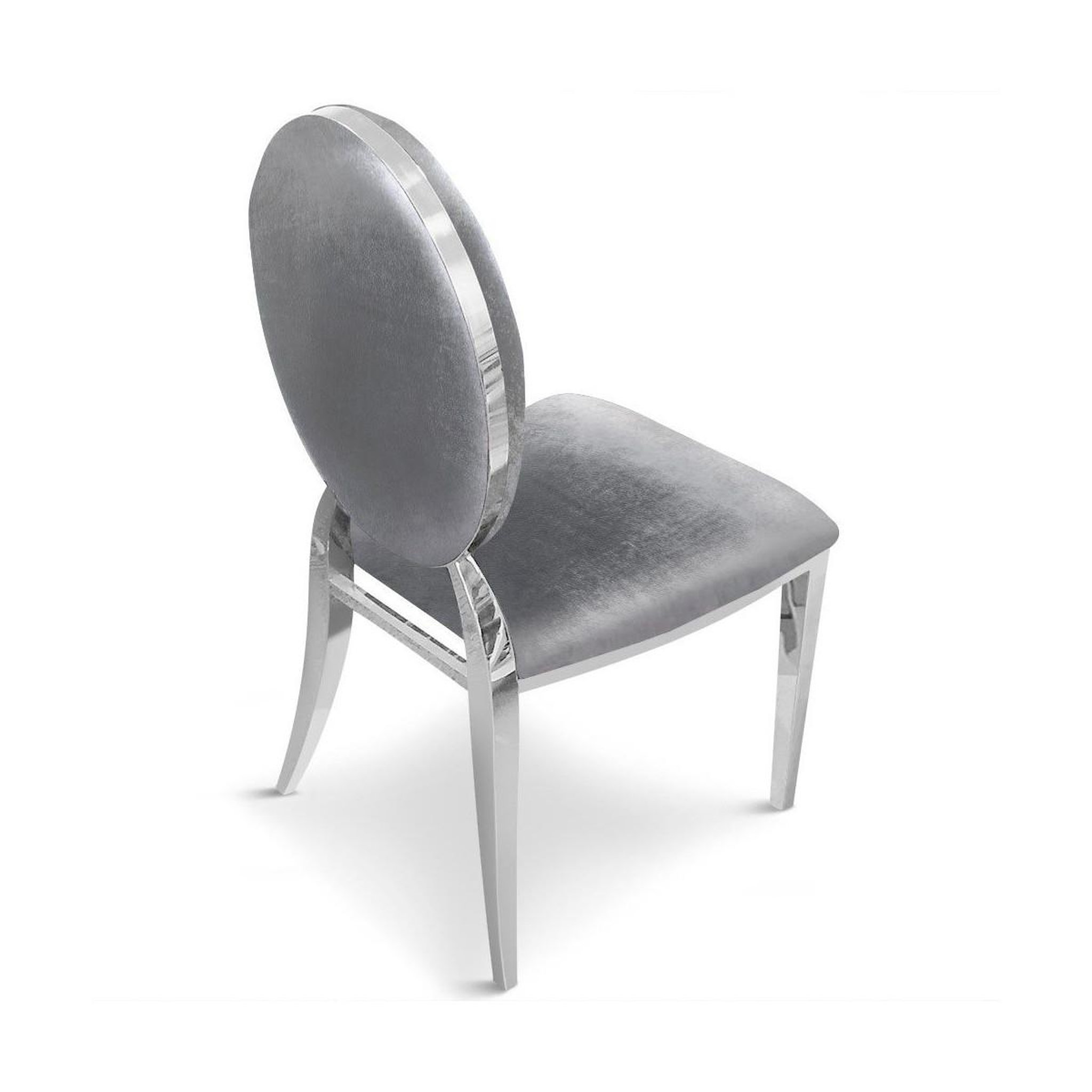 Voir la diapositive 3 : Paris Prix Lot de 2 Chaises Médaillon Velours  Tatianna  90cm Argent