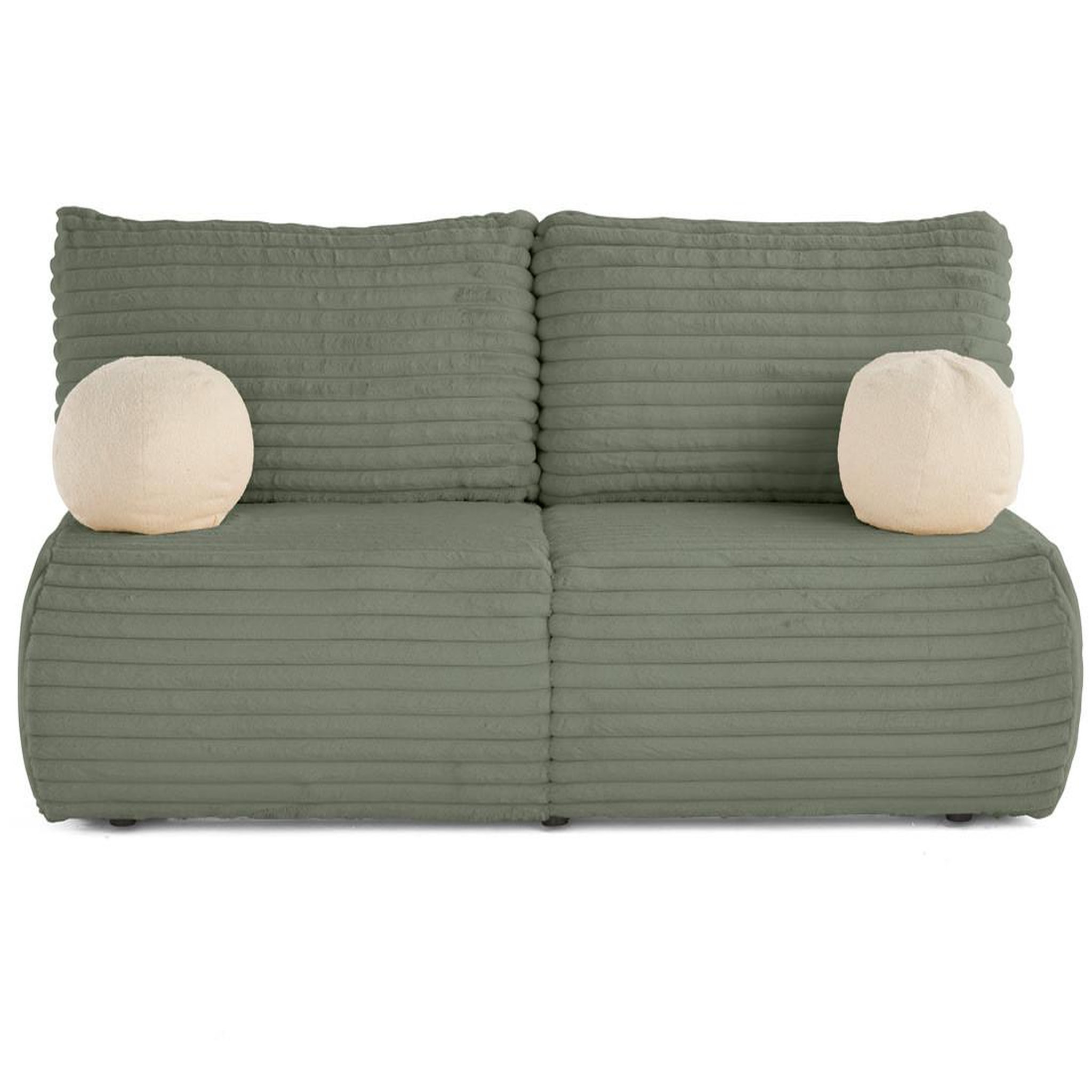 Voir la diapositive 1 : BEST MOBILIER Marvin - canapé 3 places convertible et coffre en fausse fourrure côtelée avec 2 coussins boule inclus
