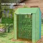 Voir la diapositive 5 : OUTSUNNY Serre de jardin avec 2 espaces et 2 portes enroulables - 0,8 m² Serre à tomates dim. 1L x 0,8l x 1,5H m, Acier et PE haute densité